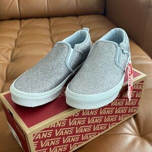 Vans Glitter Slip-On Shoes - Silver